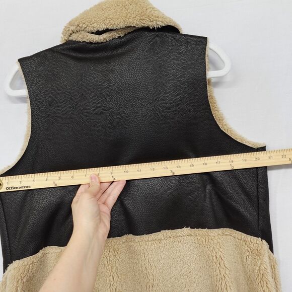 Drape Vest Women Shearling Open Front Sherpa Western Boho Ranch Italy Hippie Ski - Picture 7 of 12